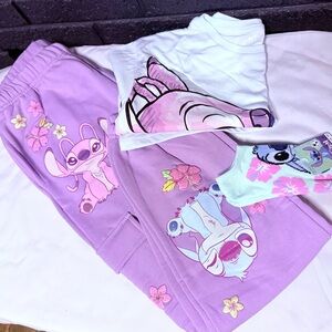 Disney Stitch & Angel Kids T-shirt (L 10/12)~ Cargo Joggers (L 10/12) ~ Socks